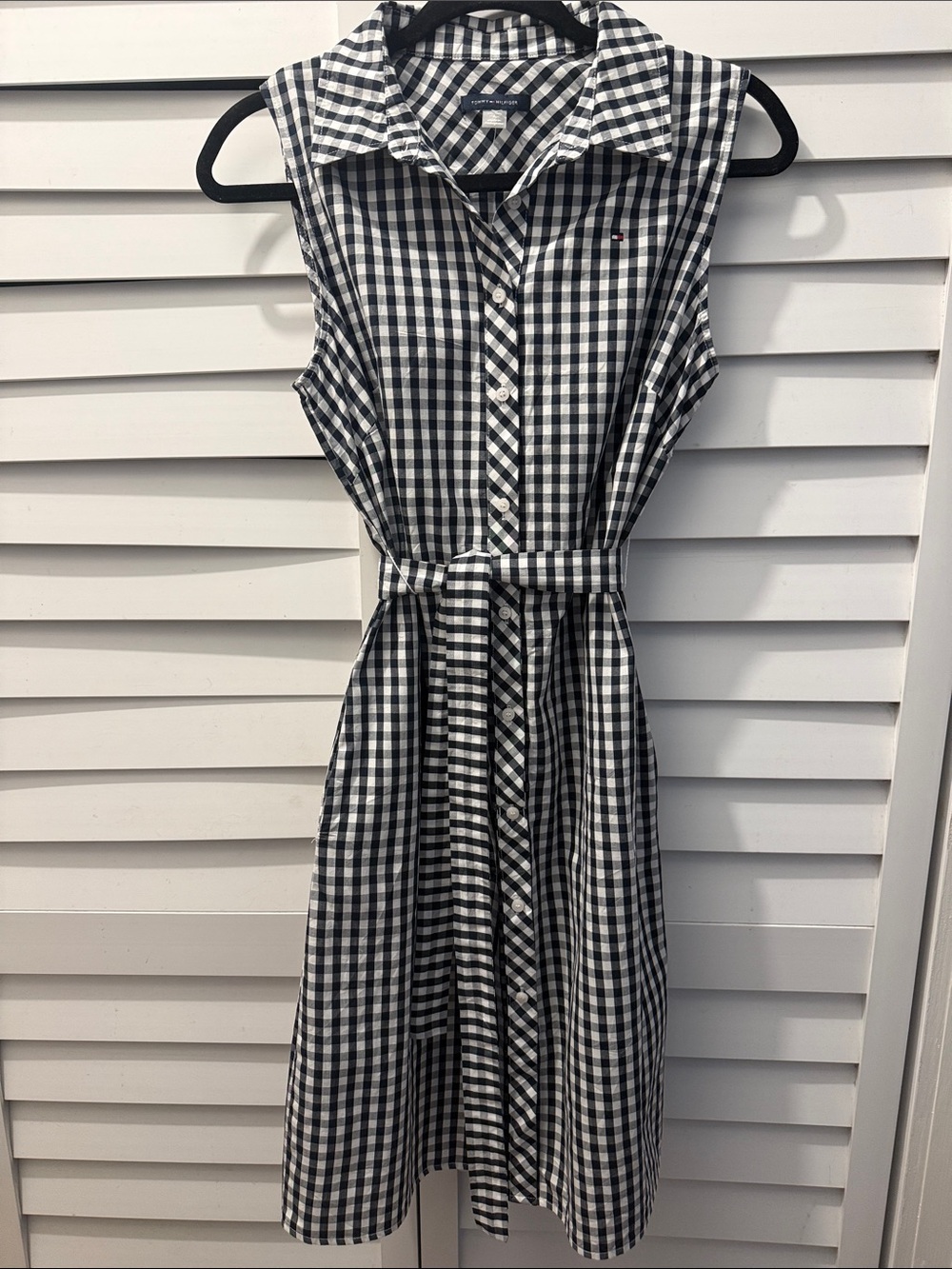 Tommy Hilfiger Black, White and Gray Plaid  Shirt Dress, Size 6